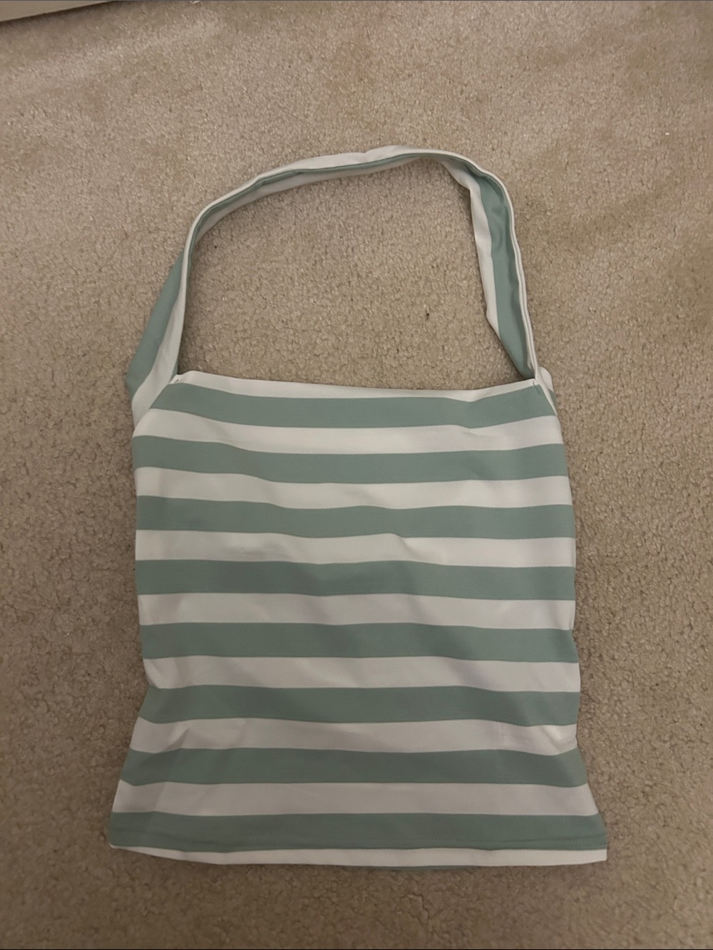 Striped Mint and White Halter Top